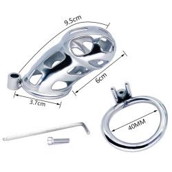 FUKR Cage de chasteté en métal Cobra Steel 10 x 3.7cm